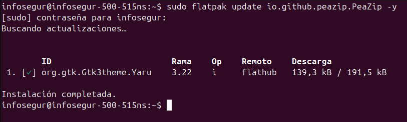 actualizar una aplicación específica Flatpak