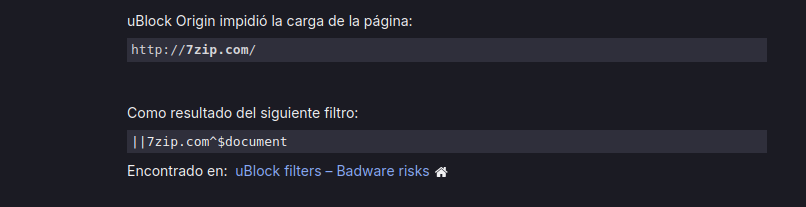 Sitio falso de 7-Zip