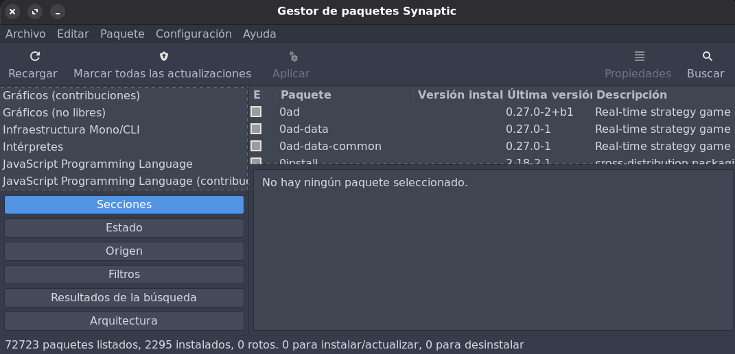 Gestor de paquetes Synaptic