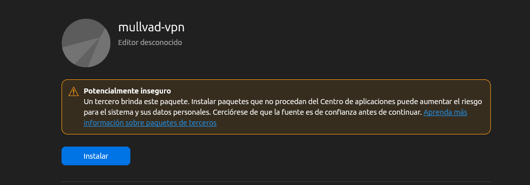 Advertencia de Centro de software de Ubuntu