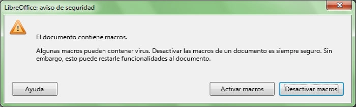 Configuración de seguridad LibreOffice