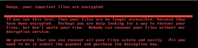 Aviso de cifrado mediante ransomware