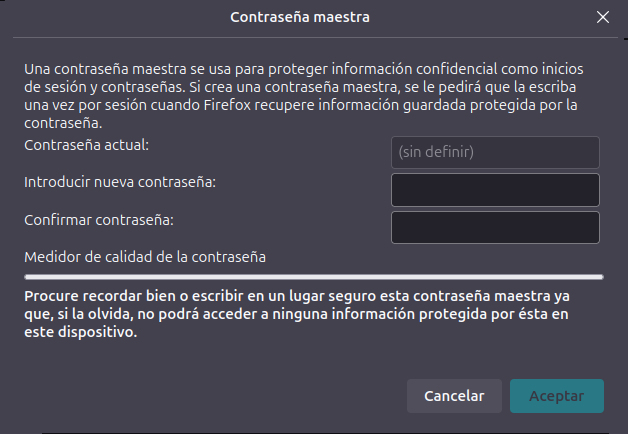 Firefox contraseña maestra