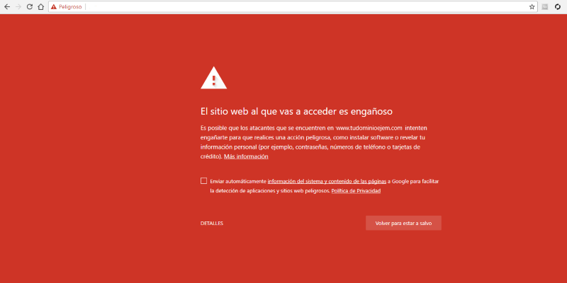 Alerta phishing Google Chrome