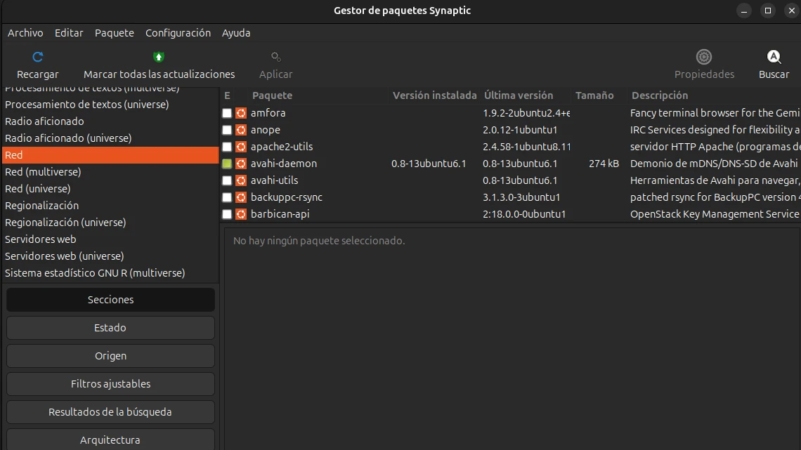 Gestor de paquetes Synaptic Synaptic