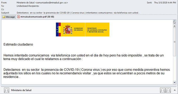 correo phishing coronavirus