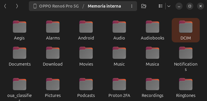 Sistema de archivos teléfono móvil