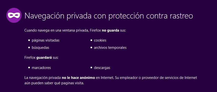 Navegación privada en Firefox