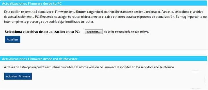 actualizaciones del firmware