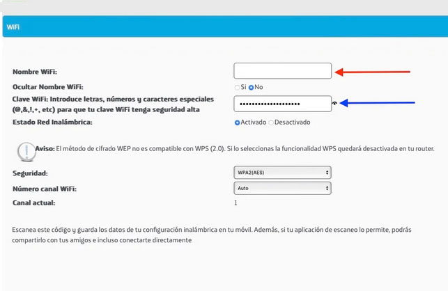 Cambiar la contraseña predeterminada de la red wifi