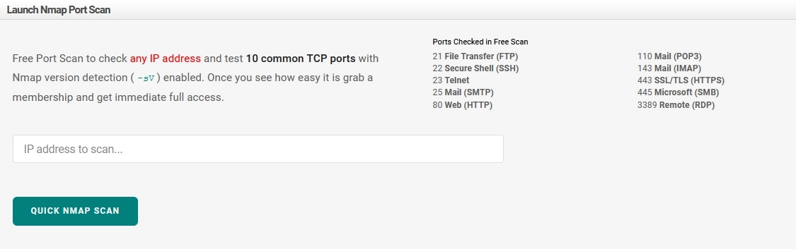 escáner de puertos en línea de Nmap